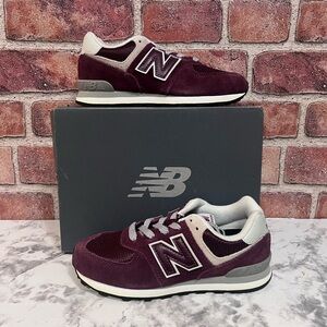 New Balance Kids Burgundy and Gray Sneakers